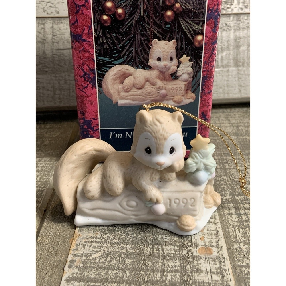 Enesco Precious Moments Im Nuts About You Squirrel 1992 Christmas Ornament